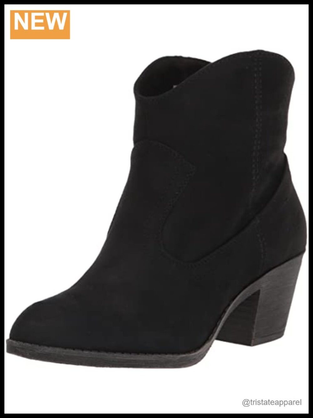 Rocket Dog Ankle Bootie Stacked Heel Slip-On Denim Fabric Boots